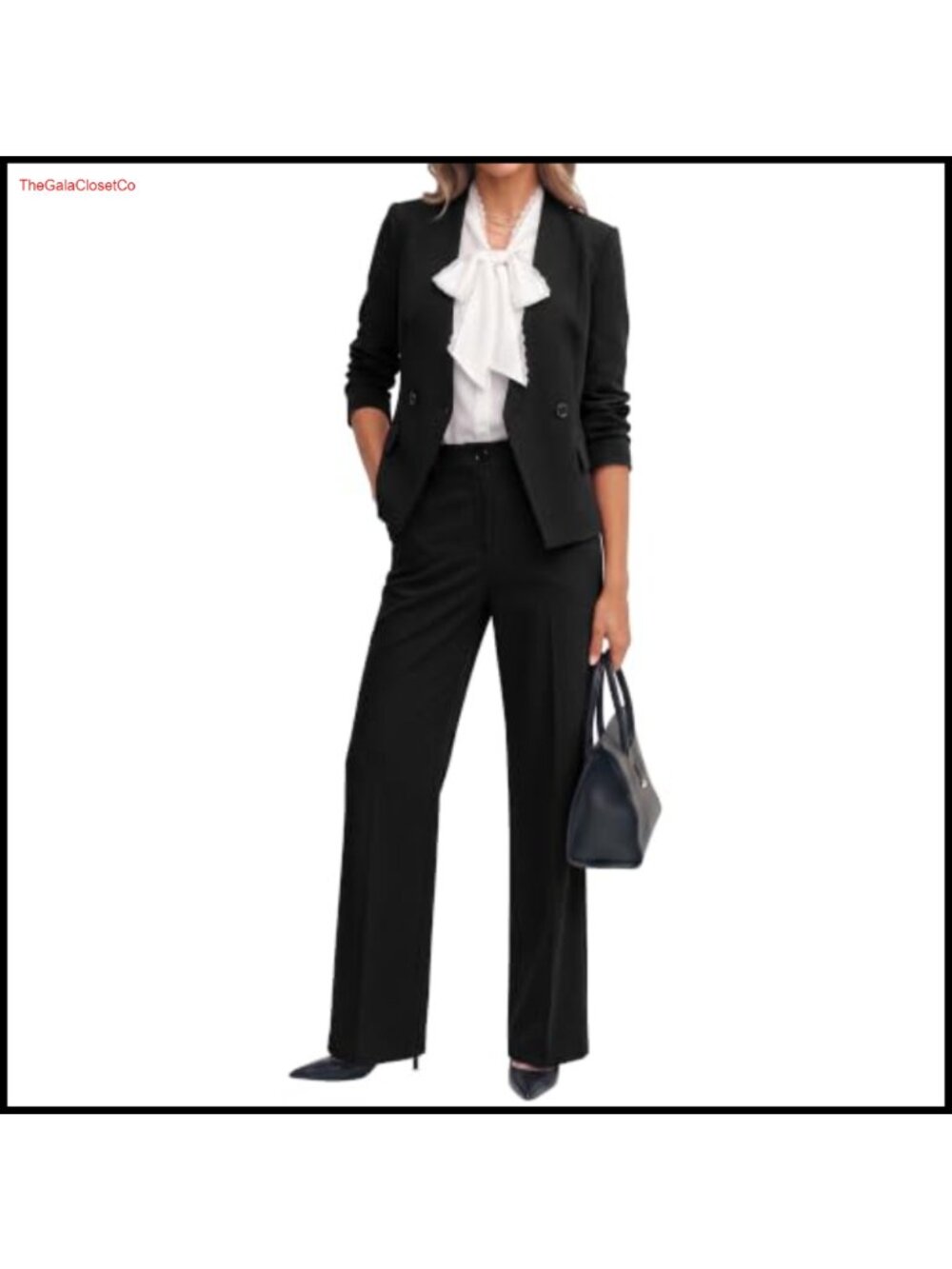 Luvamia 2 Piece Wide Leg Pantsuit Set Blazer Business Interview Outfit